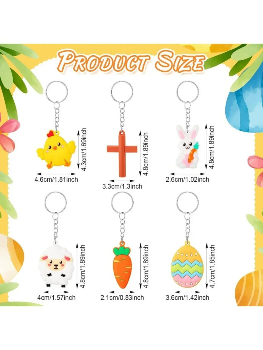 120 Pcs Easter Keychains - Bunny & Carrot Party Favors, Egg Hunt Decor, Key